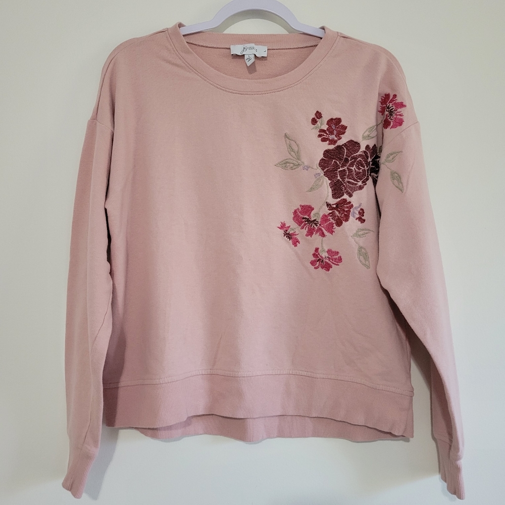 Jessica Simpson Floral Embroidred Crewneck Sweatshirt L